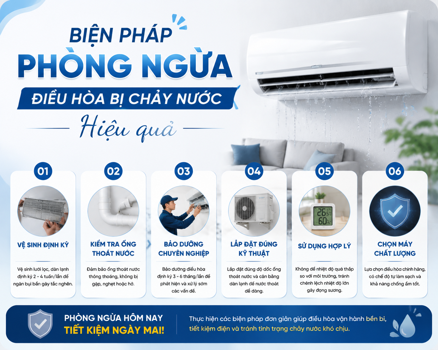 Biện pháp phòng ngừa điều hòa bị chảy nước hiệu quả