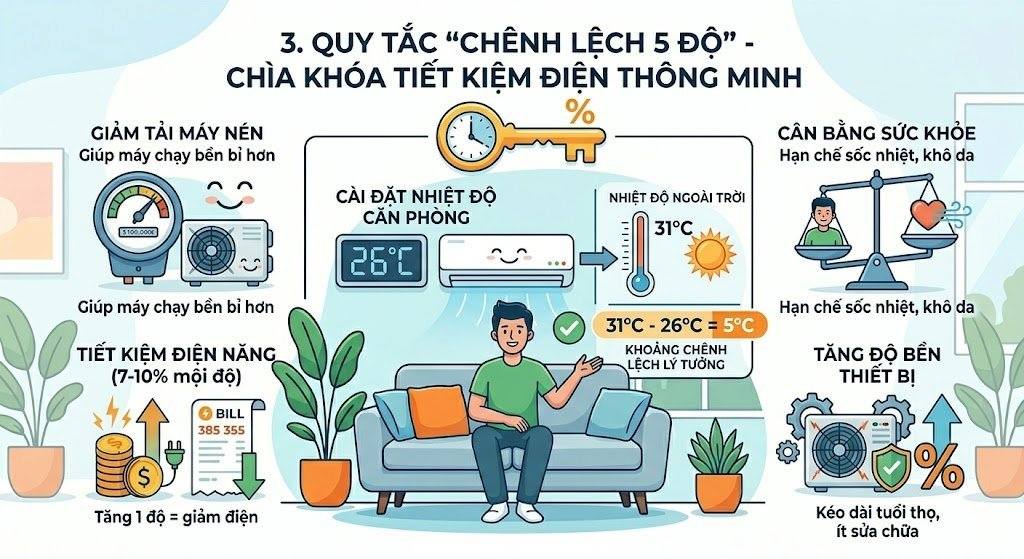 2. Vì sao không nên để nhiệt độ điều hòa quá thấp?