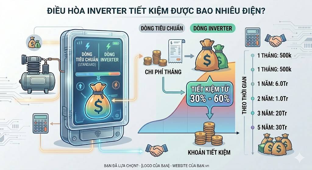 Điều hòa Inverter tiết kiệm được bao nhiêu điện?