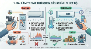 1. Sai lầm trong thói quen điều chỉnh nhiệt độ